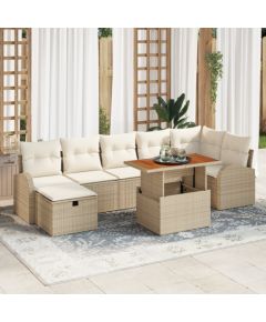 vidaXL Zestaw ogrodowy z 8 elementów z poduszkami Beżowy Polirattan Dārza mēbeļu komplekti