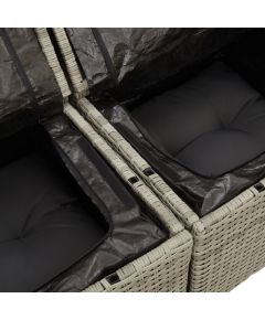 vidaXL 6-elementowy zestaw sof ogrodowych z poduszkami Jasnoszary Rattan Dārza mēbeļu komplekti