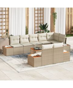 vidaXL Zestaw Sof Ogrodowych 9 Części z Poduszkami Beżowy Polirattan Akacja Dārza mēbeļu komplekti