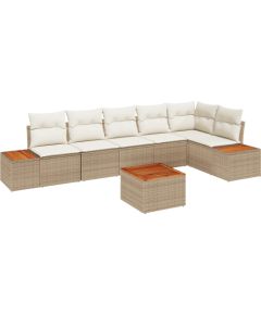 vidaXL Zestaw sof ogrodowych 7 częściowy z poduszkami Beżowy polirattan akacja Dārza mēbeļu komplekti