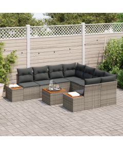 vidaXL 9-częściowy zestaw kanap ogrodowych z poduszkami szary polirattan akacja Dārza mēbeļu komplekti