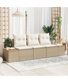 vidaXL 3-częściowy Zestaw Sof Ogrodowych z Poduszkami Beżowy Rattan Poli Dārza mēbeļu komplekti