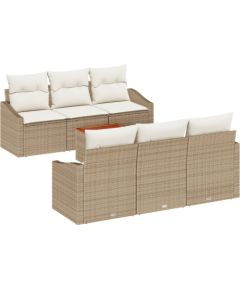 vidaXL 7-częściowy zestaw sofy ogrodowej z poduszkami beżowy polirattan akacja Dārza mēbeļu komplekti