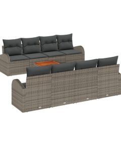 vidaXL 9-elementowy Zestaw Sof Ogrodowych z Poduszkami Szary Polirattan Akacja Dārza mēbeļu komplekti