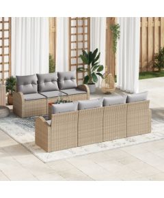 vidaXL Zestaw sof ogrodowych 8 części z poduszkami beżowy polirattan akacja Dārza mēbeļu komplekti