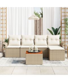 vidaXL 6-częściowy zestaw sof ogrodowych z poduszkami beżowy rattan akacja Dārza mēbeļu komplekti