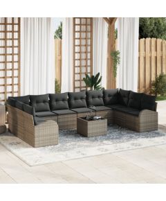 vidaXL Zestaw Sof Ogrodowych 10 Elementów z Poduszkami Czarny Polirattan Dārza mēbeļu komplekti