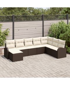 vidaXL 8-częściowy zestaw sofy ogrodowej z poduszkami brązowy poli rattan Dārza mēbeļu komplekti