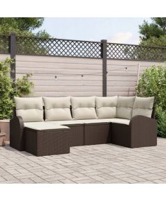 vidaXL Zestaw Sof Ogrodowych 6 Części z Poduszkami Brązowy Polirattan Dārza mēbeļu komplekti