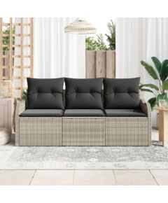 vidaXL Zestaw 3-częściowy sofa ogrodowa z poduszkami jasnoszary polirattan Dārza mēbeļu komplekti