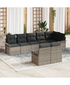 vidaXL Zestaw sofy 8 części z poduszkami szary polirattan Dārza mēbeļu komplekti
