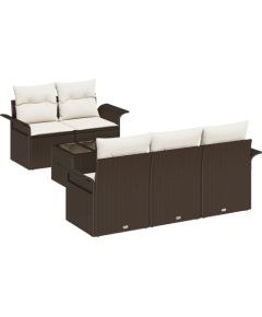 vidaXL 6-częściowy zestaw sof ogrodowych z poduszkami brązowy polirattan Dārza mēbeļu komplekti