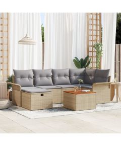 vidaXL 7-częściowy zestaw sofy ogrodowej z poduszkami beżowy rattan PE Dārza mēbeļu komplekti