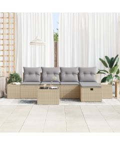 vidaXL 6-częściowy zestaw sof ogrodowych z poduszkami beżowy rattan polietylenowy Dārza mēbeļu komplekti