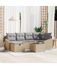 vidaXL 7 Częściowy Zestaw Sof Ogrodowych z Poduszkami Beżowy Polirattan Dārza mēbeļu komplekti