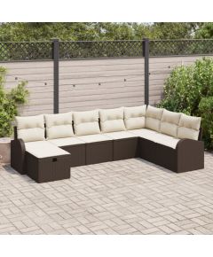 vidaXL Zestaw 8-częściowy z poduszkami brązowy polirattan Dārza mēbeļu komplekti