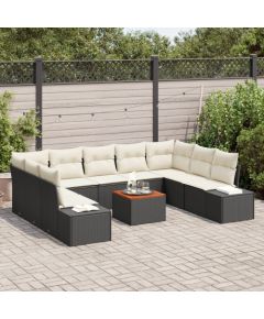 vidaXL 10-częściowy zestaw sof ogrodowych z poduszkami czarny polirattan akacja Dārza mēbeļu komplekti