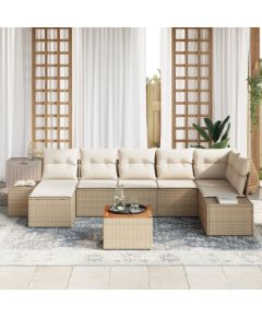 vidaXL 8-Częściowy Zestaw Sof Ogrodowych z Poduszkami Beżowy Polirattan Akacja Dārza mēbeļu komplekti