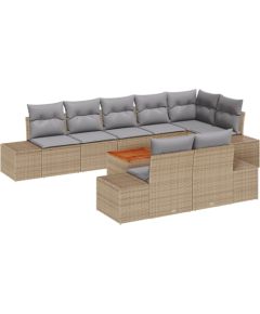 vidaXL 9-częściowy zestaw sof ogrodowych z poduszkami Beżowy Polirattan Akacja Dārza mēbeļu komplekti