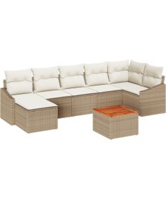 vidaXL 8 Częściowy Zestaw Sofy Ogrodowej z Poduszkami Beżowy Polirattan Akacja Dārza mēbeļu komplekti