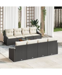 vidaXL 7 Częściowy Zestaw Sofy Ogrodowej z Poduszkami Czarny Polirattan Akacja Dārza mēbeļu komplekti