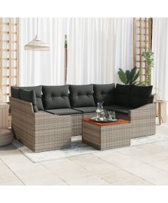 vidaXL 7-częściowy zestaw sof ogrodowych z poduszkami szary polirattan akacja Dārza mēbeļu komplekti