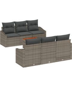 vidaXL Zestaw 7-częściowy sof ogrodowych z poduszkami szary polirattan akacjowy Dārza mēbeļu komplekti