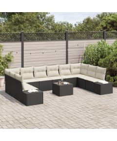 vidaXL Zestaw 10-częściowy sof ogrodowych z poduszkami brązowy polirattan Dārza mēbeļu komplekti