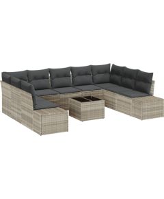 vidaXL 10-częściowy zestaw sofy ogrodowej z poduszkami szary rattan Dārza mēbeļu komplekti