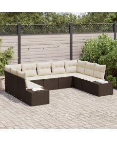 vidaXL 9-częściowy zestaw sof ogrodowych z poduszkami brązowy polirattan Dārza mēbeļu komplekti