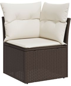 vidaXL 8-elementowy zestaw sof ogrodowych z poduszkami Brązowy Polirattan Dārza mēbeļu komplekti