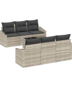 vidaXL 7 Częściowy Zestaw Sofy Ogrodowej z Poduszkami Jasnoszary Polirattan Dārza mēbeļu komplekti
