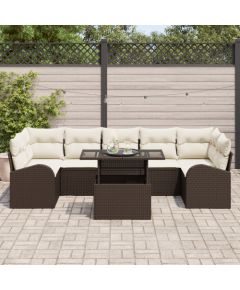 vidaXL Zestaw kanapowy ogrodowy z poduszkami Brązowy Polirattan Dārza mēbeļu komplekti