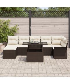 vidaXL 8-elementowy zestaw sof ogrodowych z poduszkami brązowy polirattan Dārza mēbeļu komplekti
