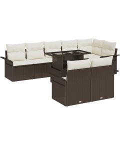 vidaXL 9-częściowy zestaw sof ogrodowych z poduszkami Brązowy Polirattan Dārza mēbeļu komplekti