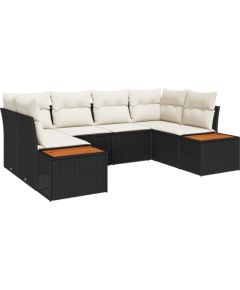 vidaXL Zestaw sofy ogrodowej w 6 częściach z poduszkami czarny polirattan Dārza mēbeļu komplekti