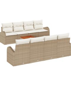 vidaXL Zestaw Sof Ogrodowych 9 Częściowy z Poduszkami Beżowy Polirattan Akacja Dārza mēbeļu komplekti