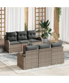 vidaXL Zestaw Sof Ogrodowych 7 Części z Poduszkami Szary Polirattan Akacja Dārza mēbeļu komplekti