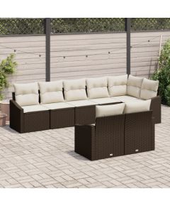 vidaXL Zestaw sof ogrodowych 8-częściowy z poduszkami brązowy z polirattanu Dārza mēbeļu komplekti