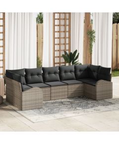 vidaXL Zestaw Sofy Ogrodowej 7-Częściowy z Poduszkami Szary Poli Rattan Dārza mēbeļu komplekti