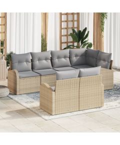 vidaXL 7-częściowy zestaw sof ogrodowych z poduszkami beżowy polirattan Dārza mēbeļu komplekti