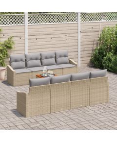 vidaXL 7-częściowy Zestaw Sof Ogrodowych z Poduszkami Beżowy Polirattan Akacja Dārza mēbeļu komplekti
