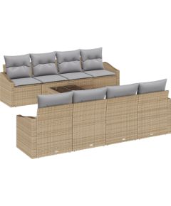 vidaXL Zestaw ogrodowy 7-elementowy z poduszkami Beżowy Polirattan Dārza mēbeļu komplekti