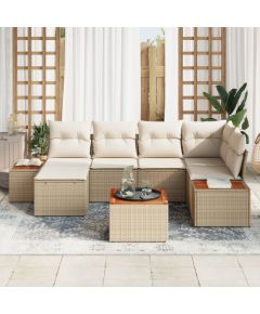 vidaXL 7-częściowy zestaw sofy ogrodowej z poduszkami beżowy polirattan Dārza mēbeļu komplekti