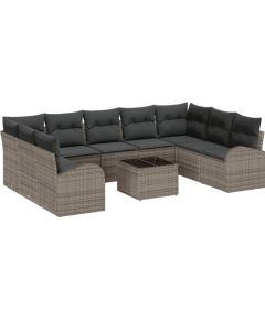 vidaXL Czteroczęściowy Zestaw Sof Ogrodowych z Poduszkami Szary Polirattan Dārza mēbeļu komplekti