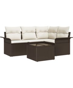 vidaXL Zestaw Sof Ogrodowych 4 Części z Poduszkami Szary Polirattan Dārza mēbeļu komplekti