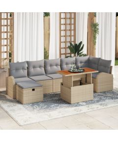 vidaXL Zestaw sof ogrodowych 8 części z poduszkami Beżowy Polirattan Dārza mēbeļu komplekti