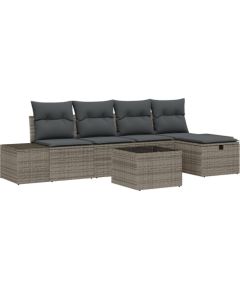 vidaXL Zestaw Sofy Ogrodowej 6 Elementów z Poduszkami Szary Polirattan Dārza mēbeļu komplekti