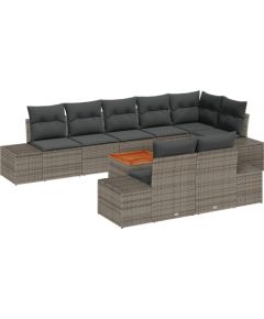 vidaXL Zestaw 9 częściowy sofy ogrodowej z poduszkami Szary Polirattan Akacja Dārza mēbeļu komplekti