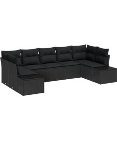 vidaXL Zestaw 7-częściowej sofy ogrodowej z poduszkami czarny polirattan Dārza mēbeļu komplekti